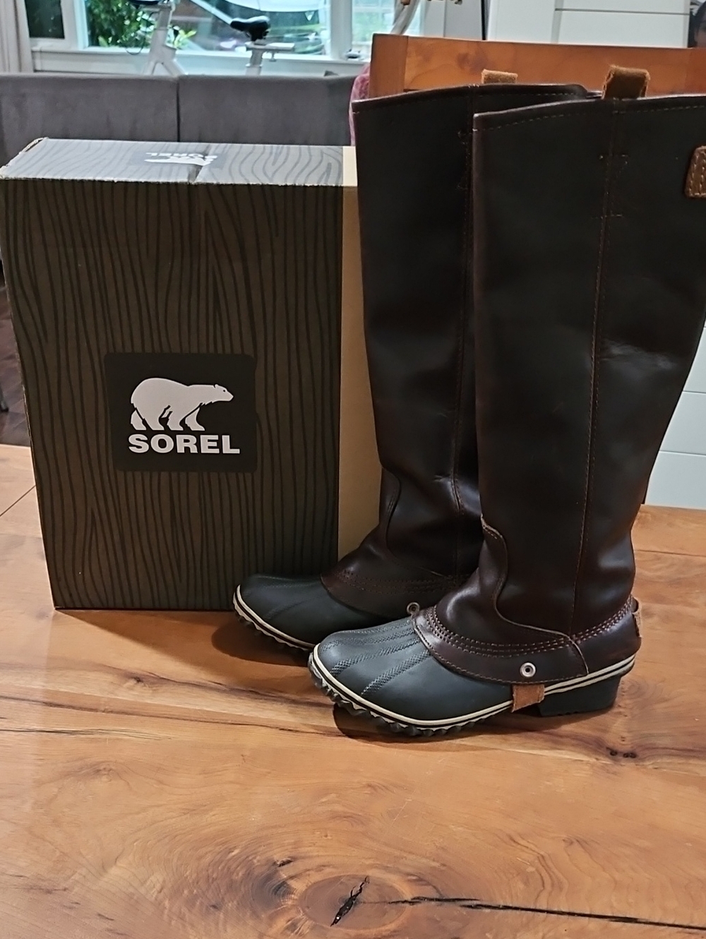 Sorel Slimpack Riding Tall Nutmeg Leather  Equestrian Boots Sz 6.5 Euc In Box